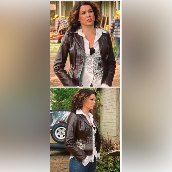 Vintage Leather Embroidered Jacket As Seen On Phoebe Buffay & Lorelai Gilmore - Picture 6 of 12